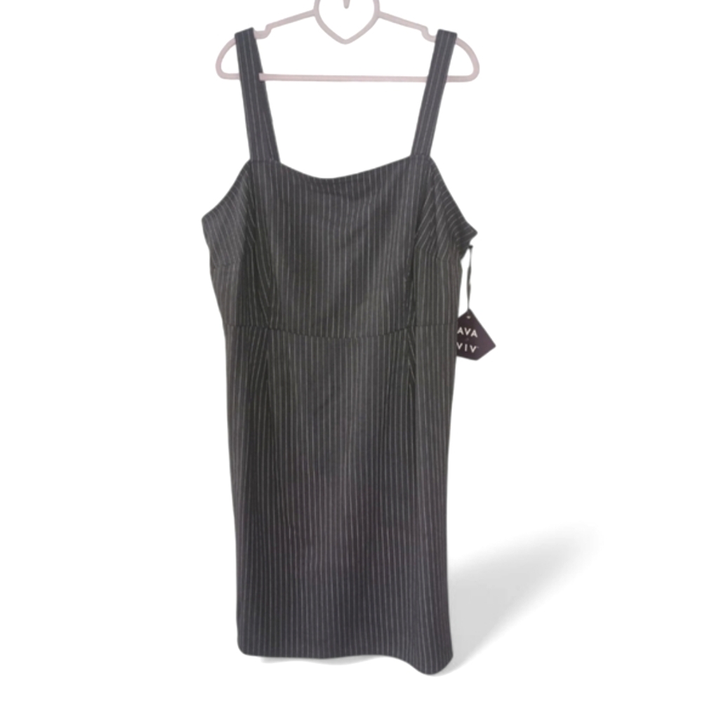NWT Ava & Viv Gray Pinstripe Sleeveless Dress Size 1X - Picture 2 of 7